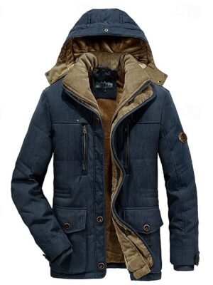 Fall & Winter Plain Fashion Streetwear Hooded Regular Pocket Fleece Jacket