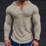 Long Sleeve Hooded Plain Fashion Designer Basic Hooded  khaki