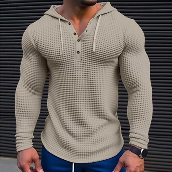Long Sleeve Hooded Plain Fashion Designer Basic Hooded  khaki