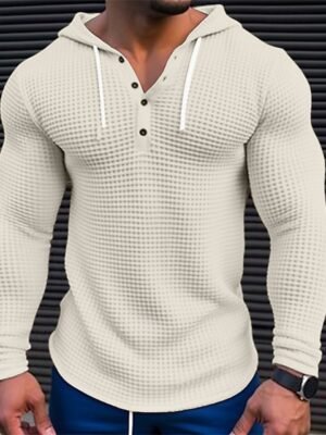 Long Sleeve Hooded Plain Fashion Designer Basic Hooded  Beige
